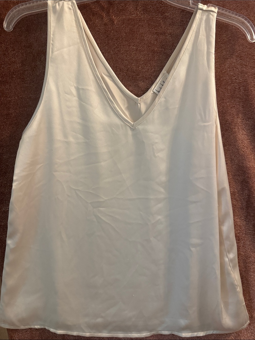Nicole Miller V-Neck Satin Camisole in Ivory